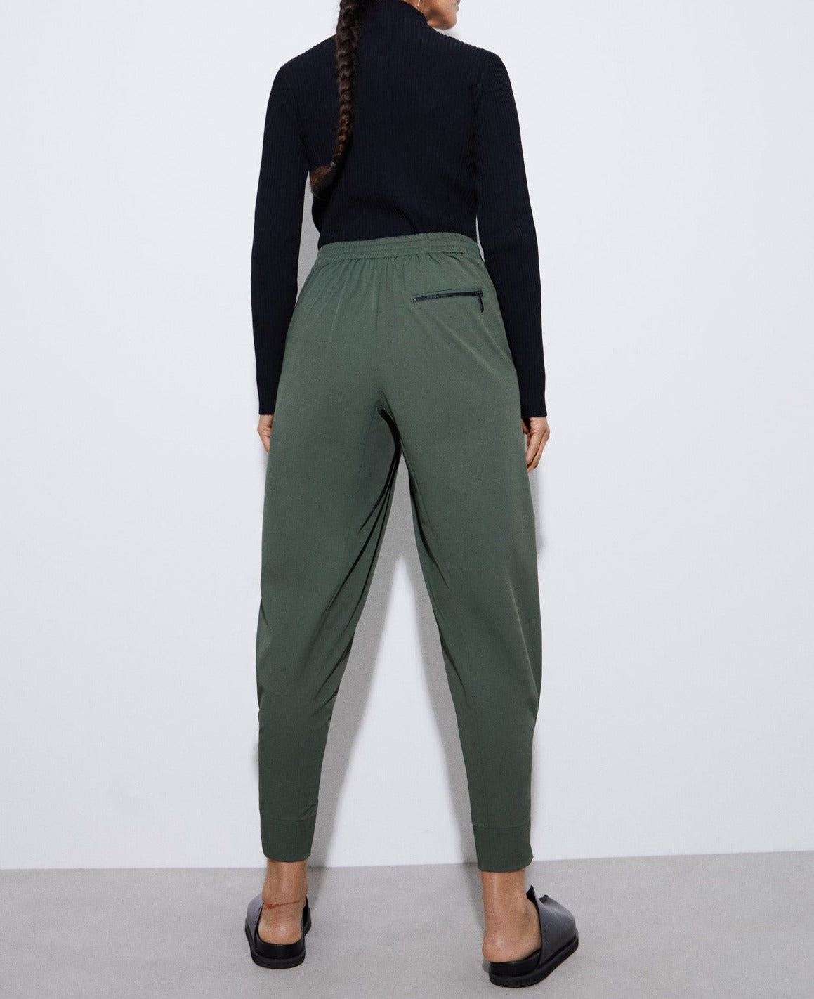Dark Green Recycled Nylon Sport Trousers