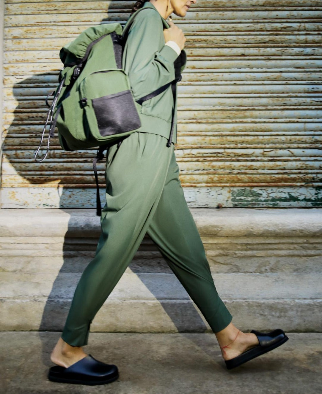 Dark Green Recycled Nylon Sport Trousers