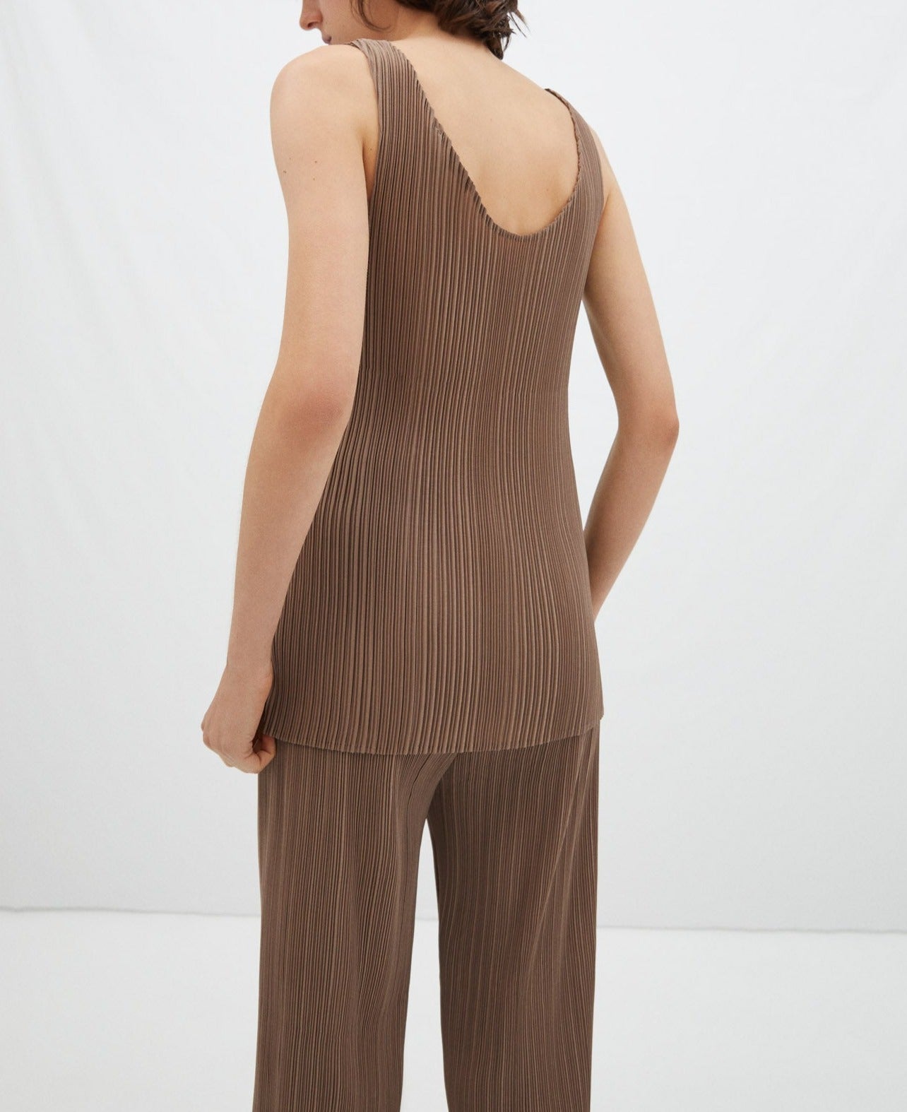 Taupe Straight Crinkle Pants