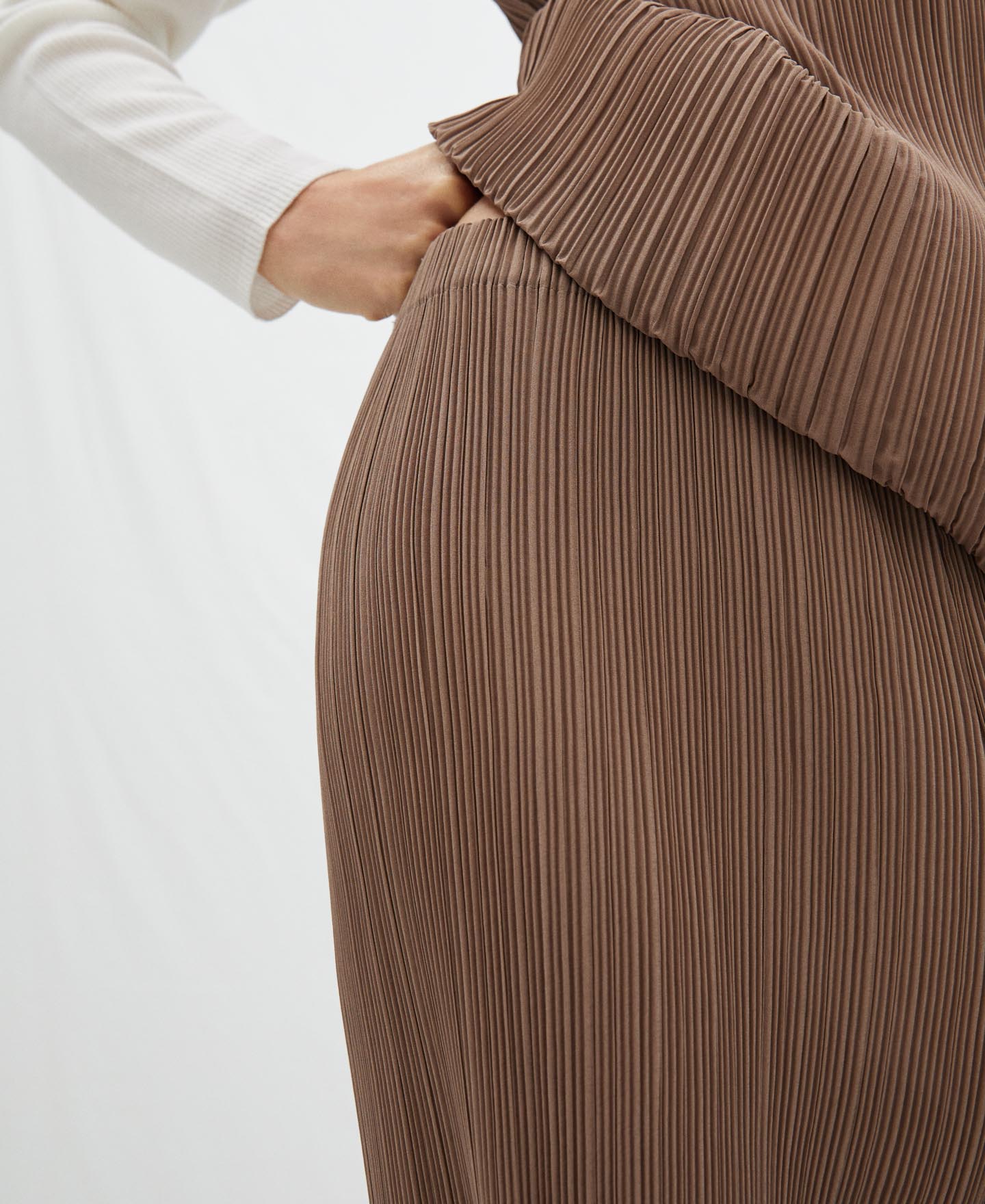 Taupe Straight Crinkle Pants