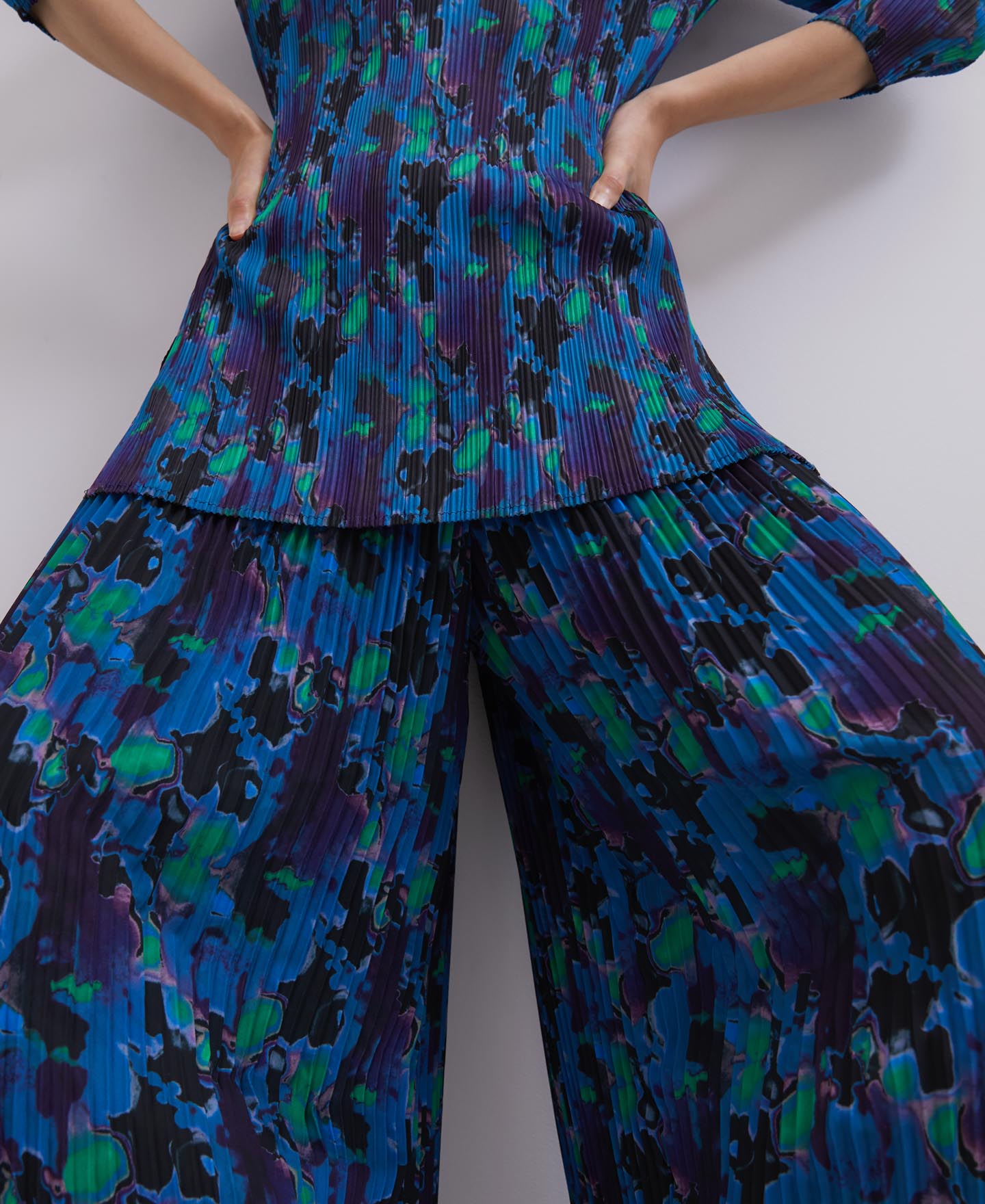 Blue Print Neon Printed Crinkle Trousers