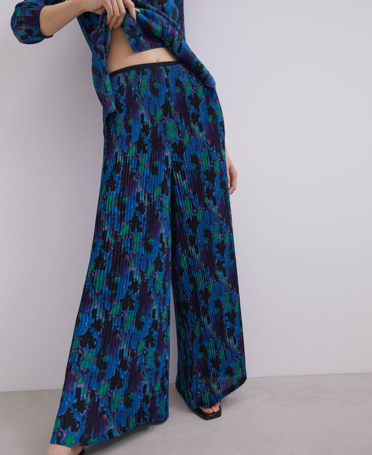 Blue Print Neon Printed Crinkle Trousers