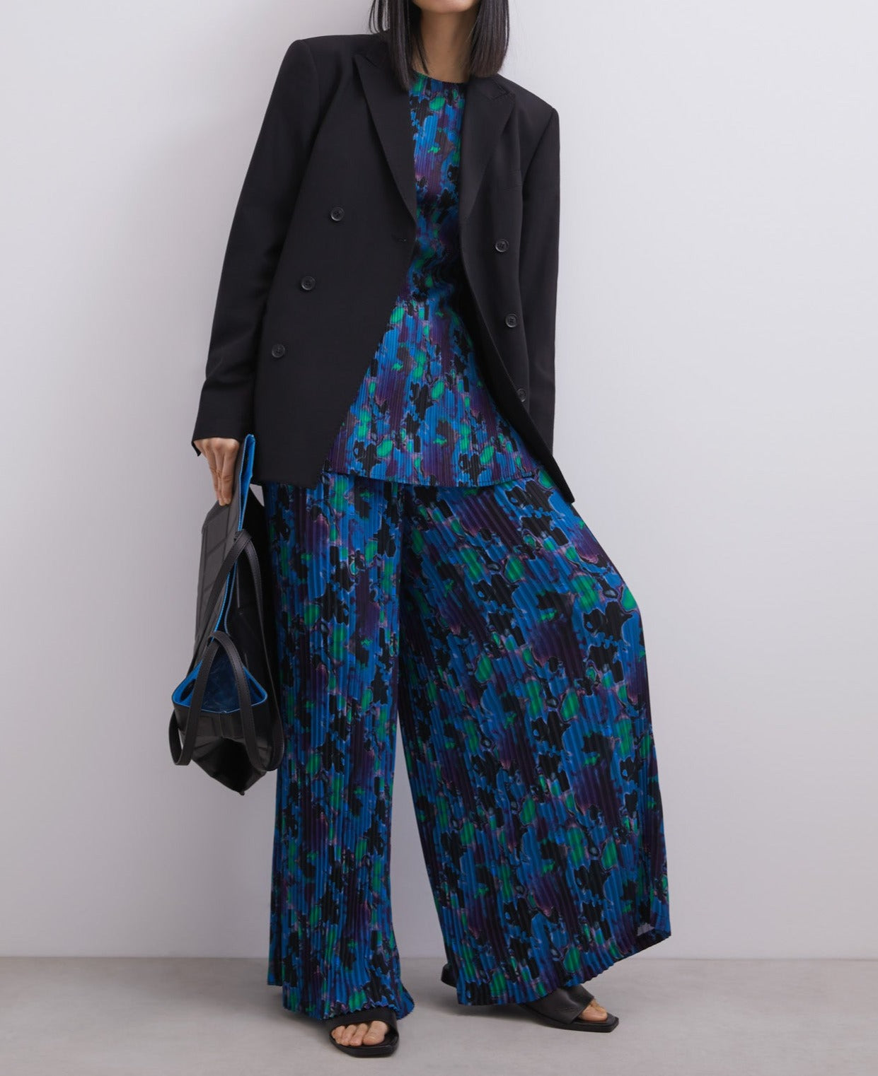 Blue Print Neon Printed Crinkle Trousers