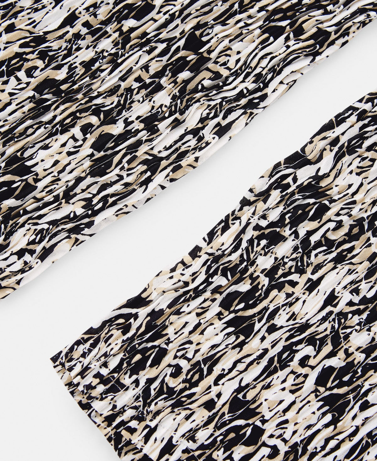 Beige/Black Print Printed Crinkle Trousers