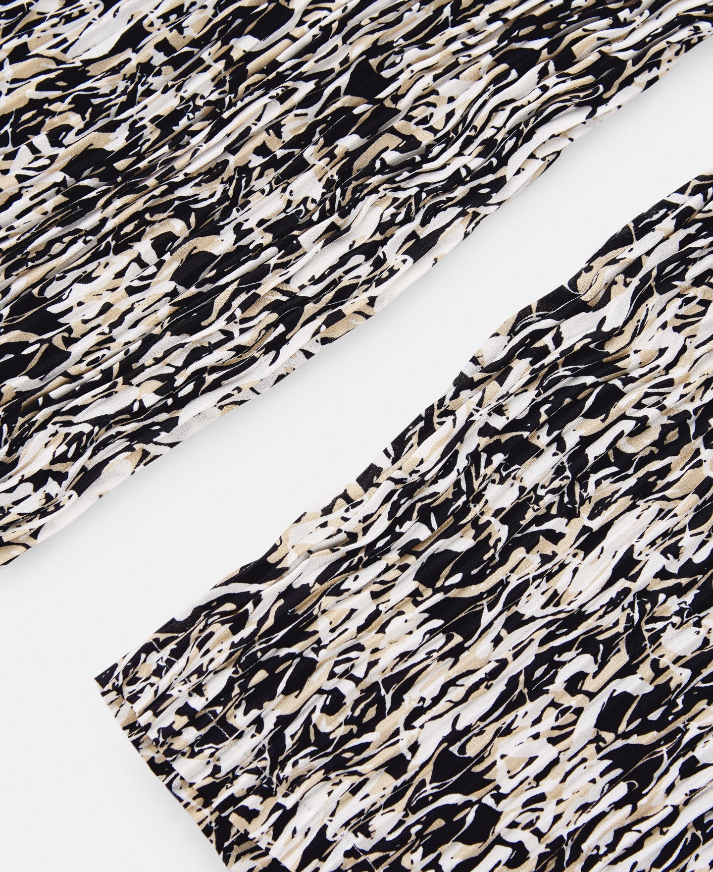 Beige/Black Print Printed Crinkle Trousers