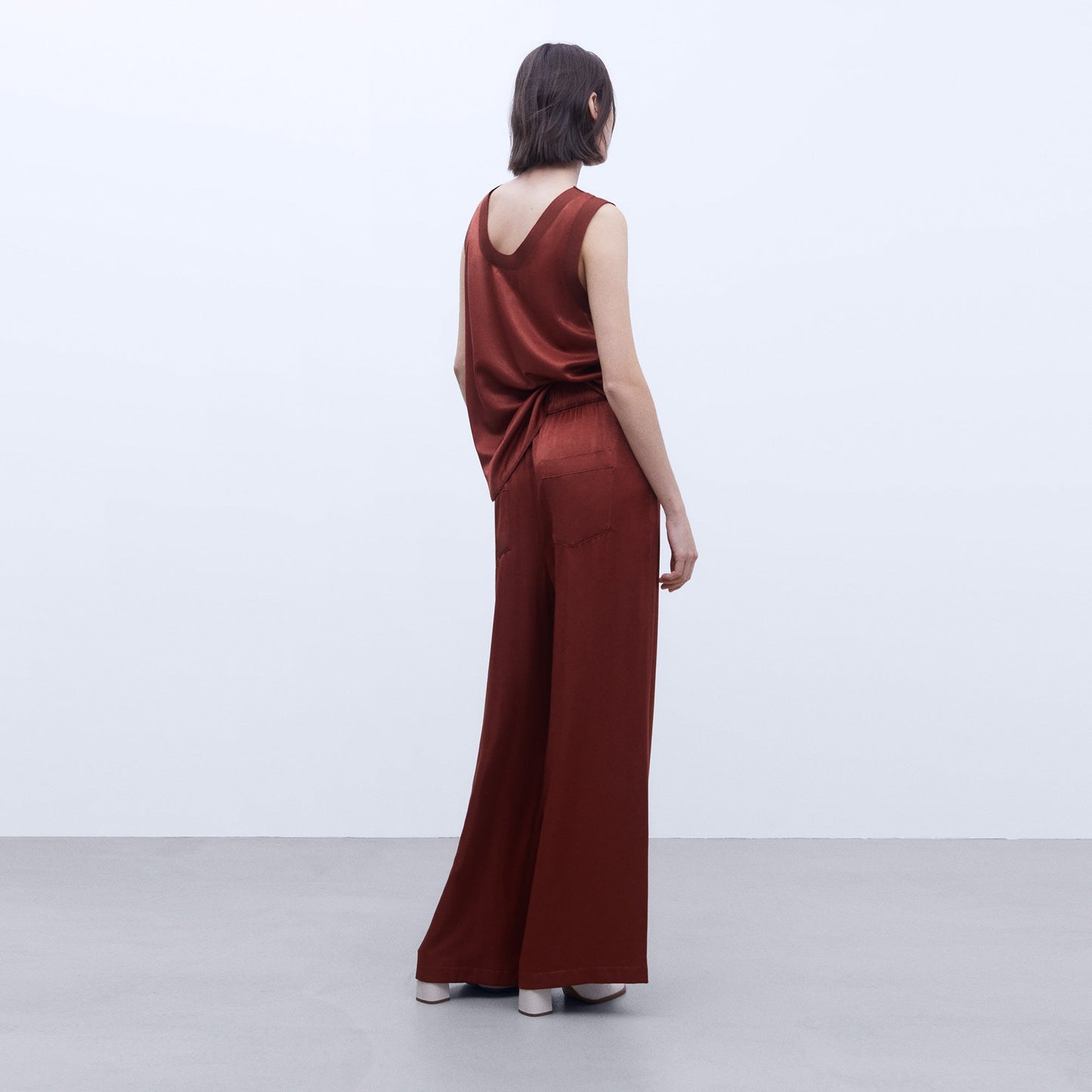 Brick Red Straight Trousers