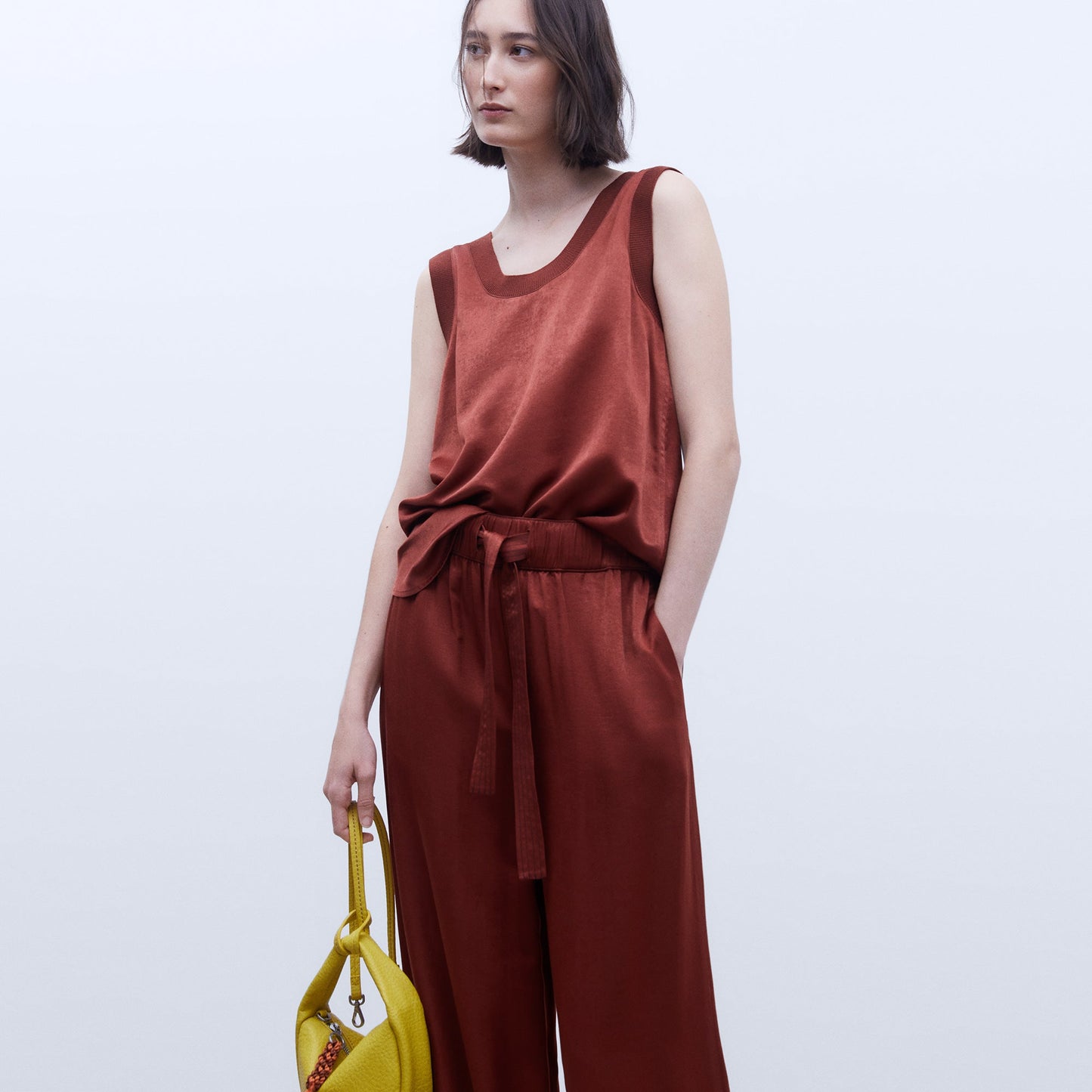 Brick Red Straight Trousers