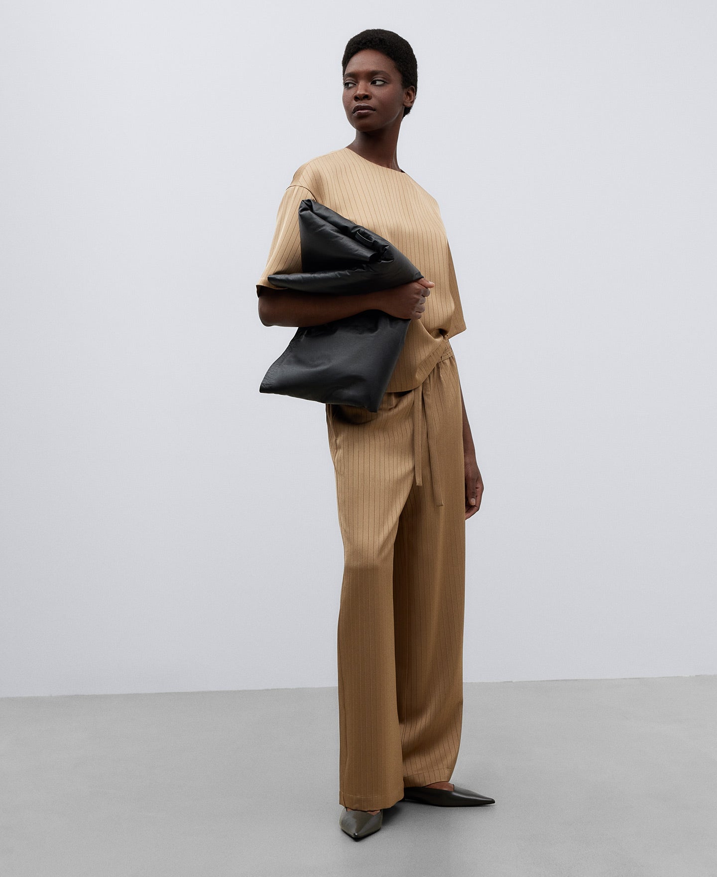 Taupe Browm Elasticated Waist Trousers