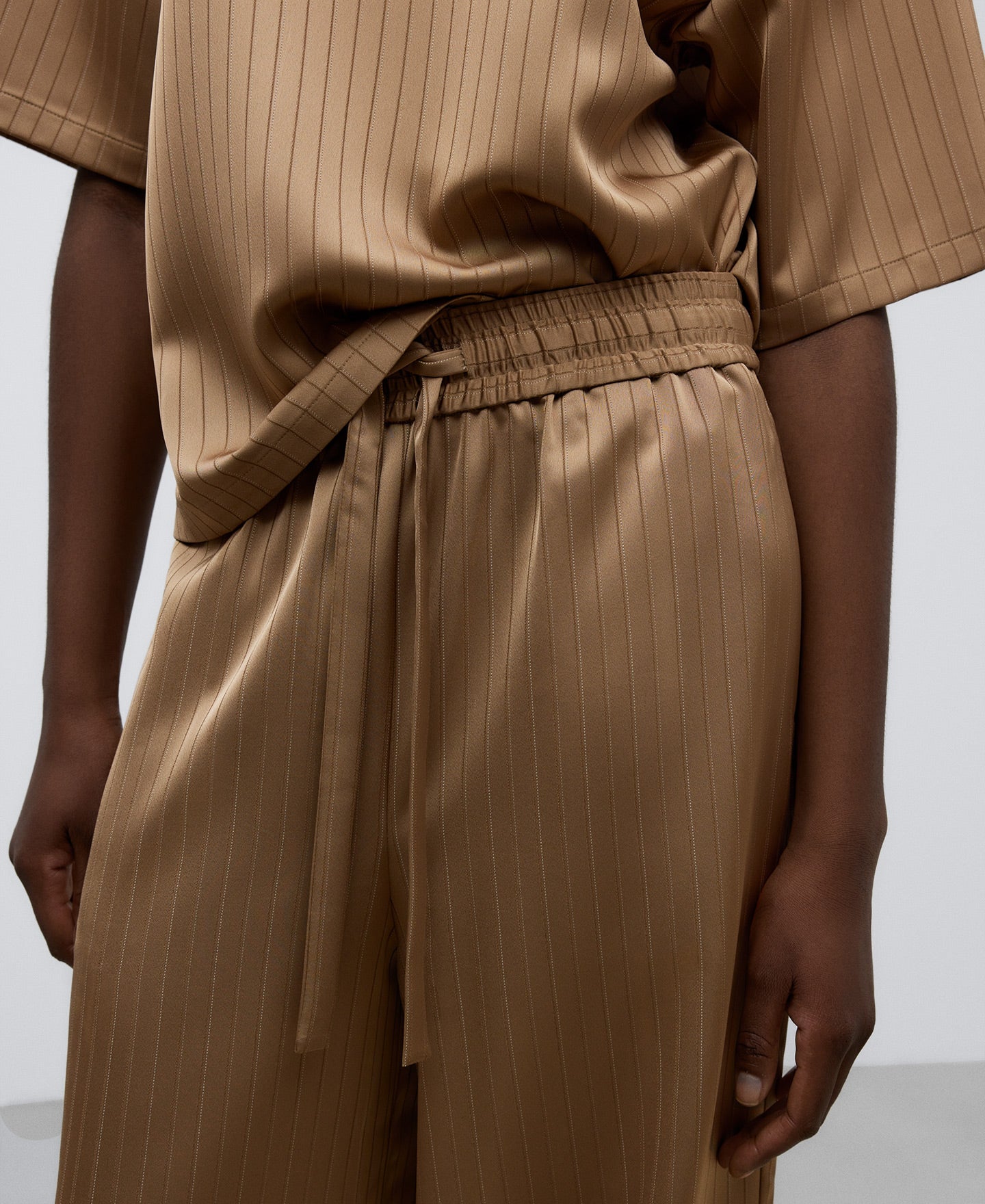 Taupe Browm Elasticated Waist Trousers