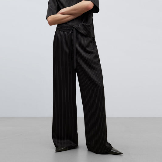 Black and Grey Elasticated Waist Trousers