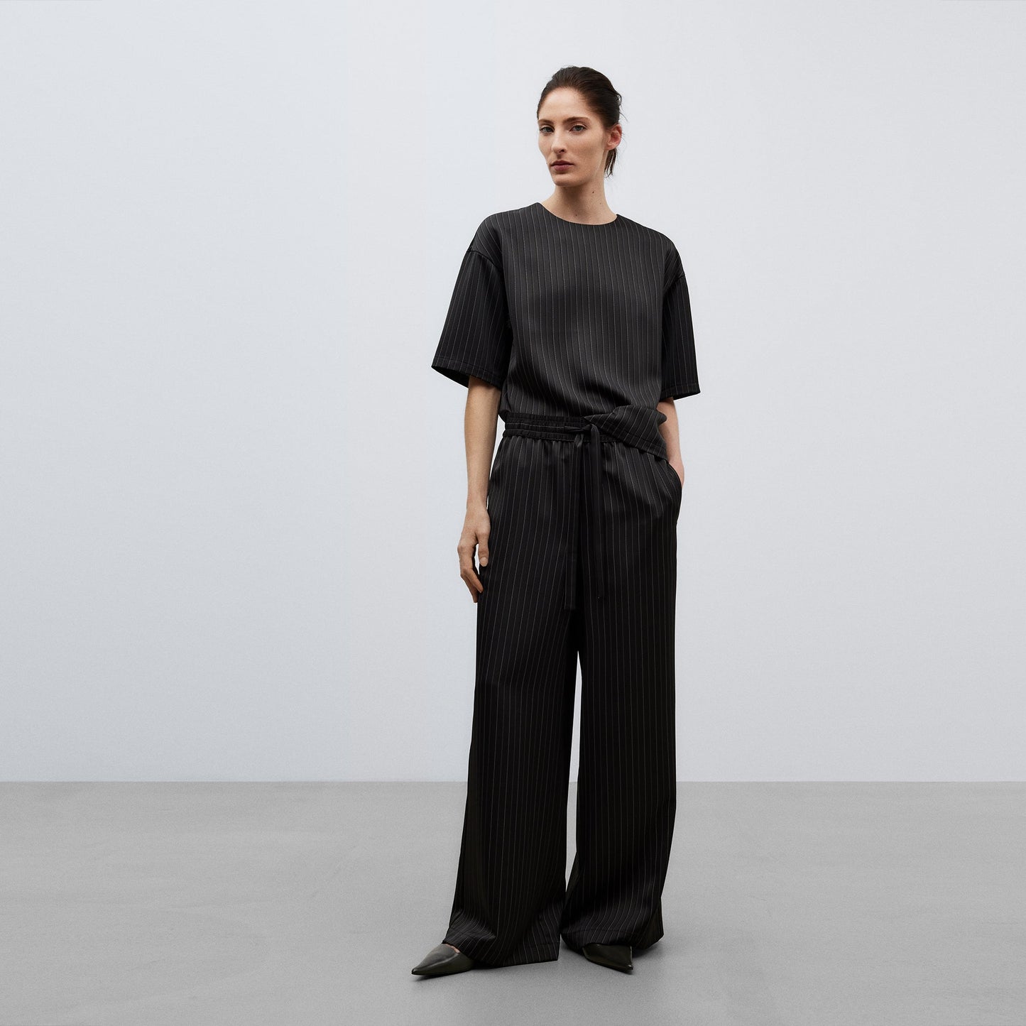 Black and Grey Elasticated Waist Trousers