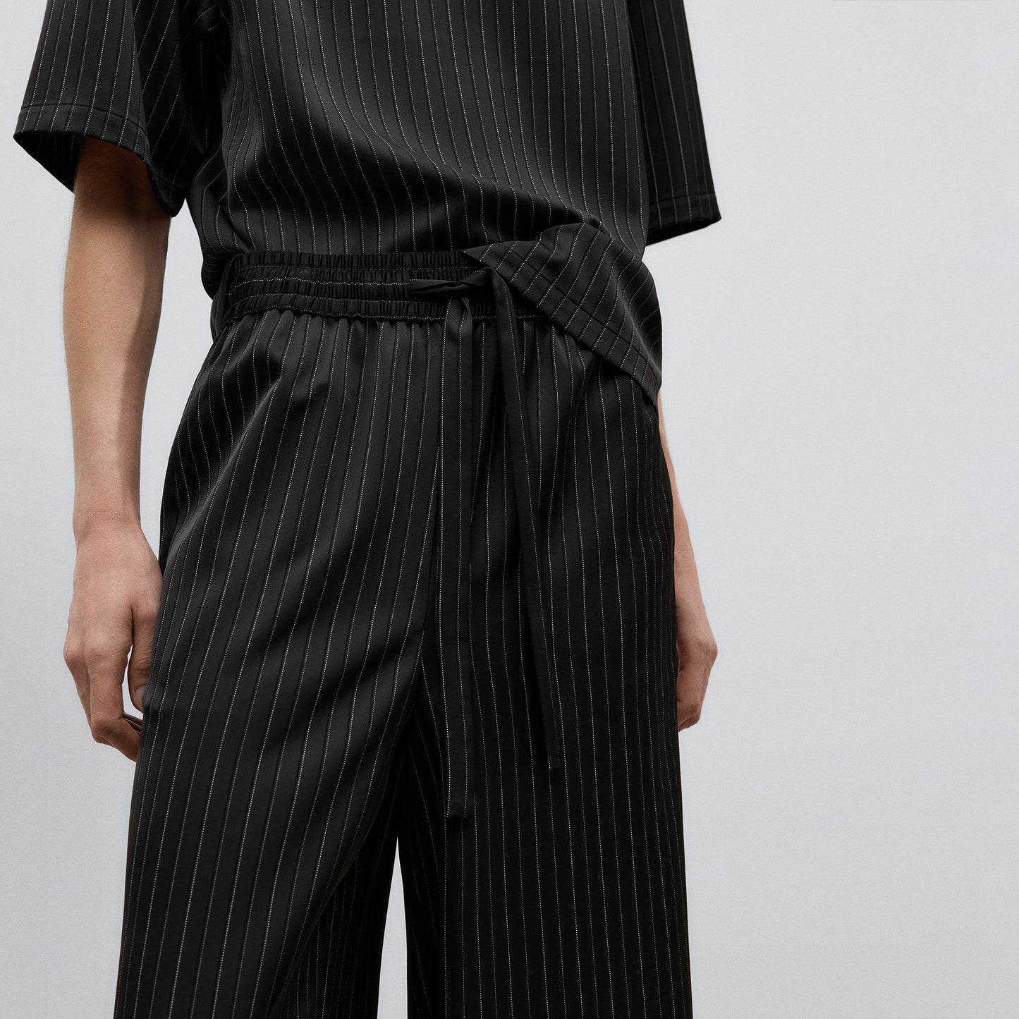 Black and Grey Elasticated Waist Trousers