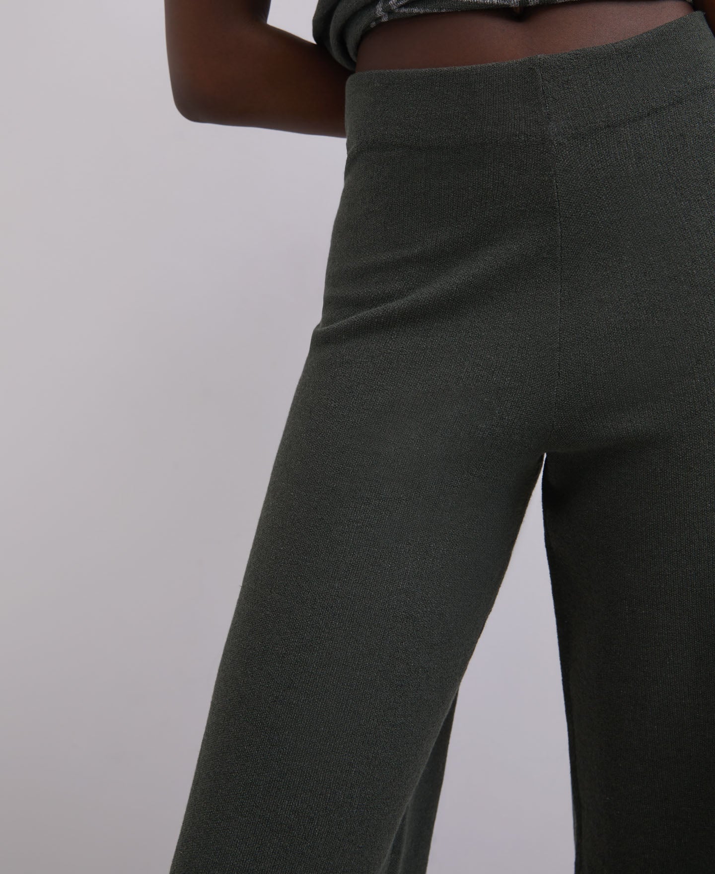 Green/Ecru Two-Colour Linen Jaquard Trousers