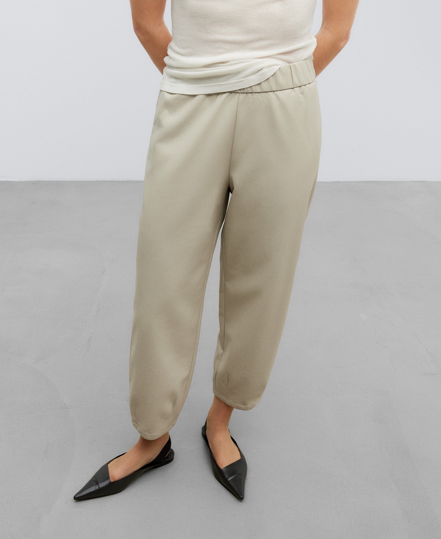 Taupe Beige Leather Non Leather Jogger