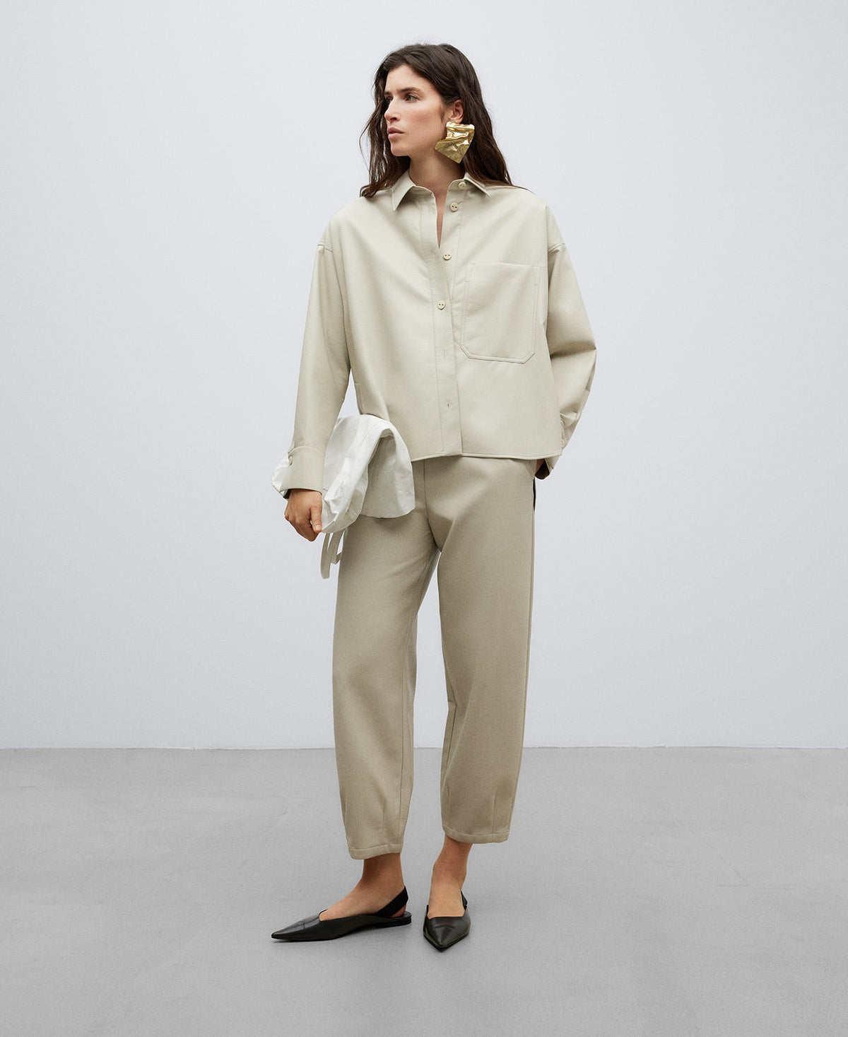 Taupe Beige Leather Non Leather Jogger
