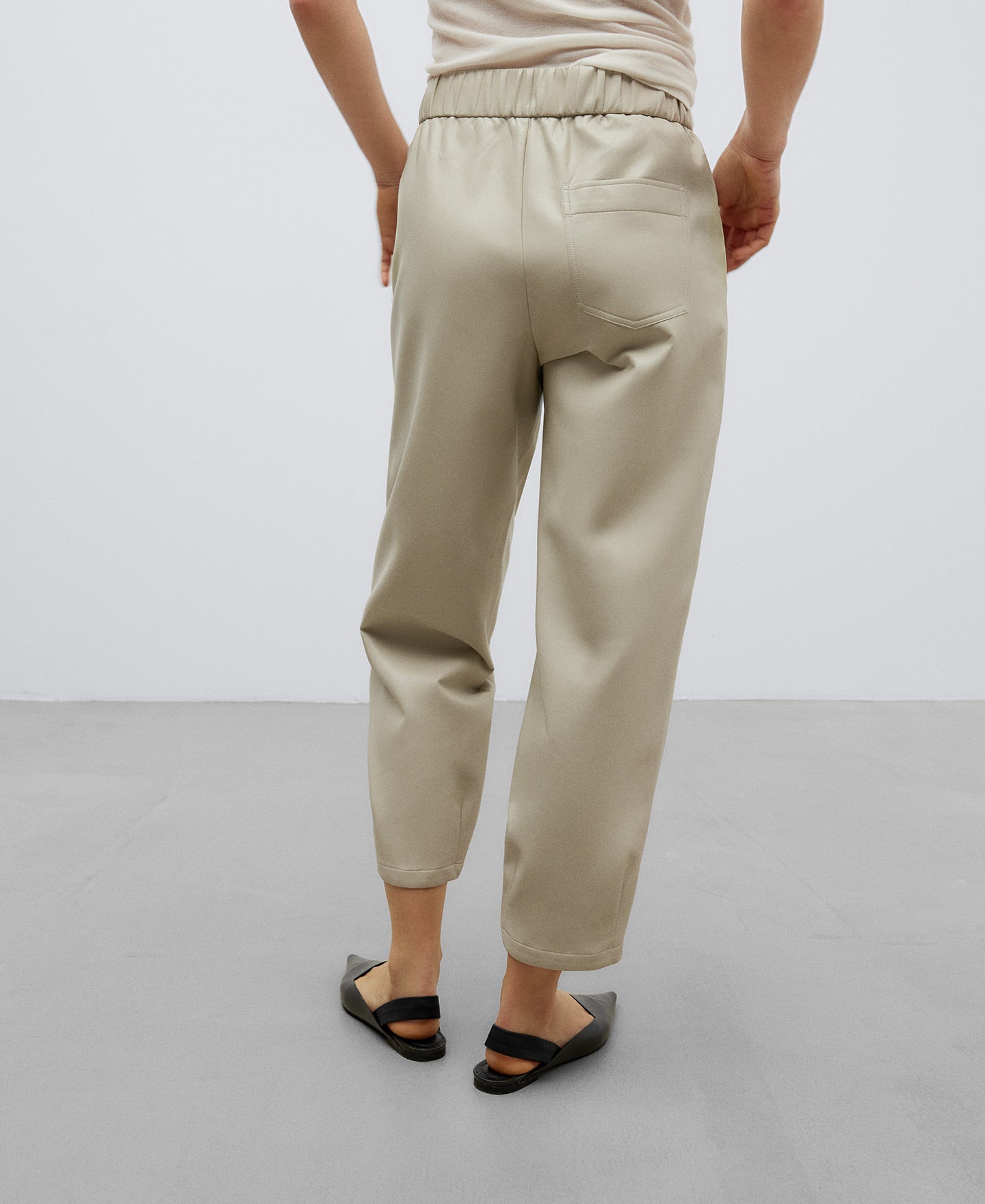 Taupe Beige Leather Non Leather Jogger