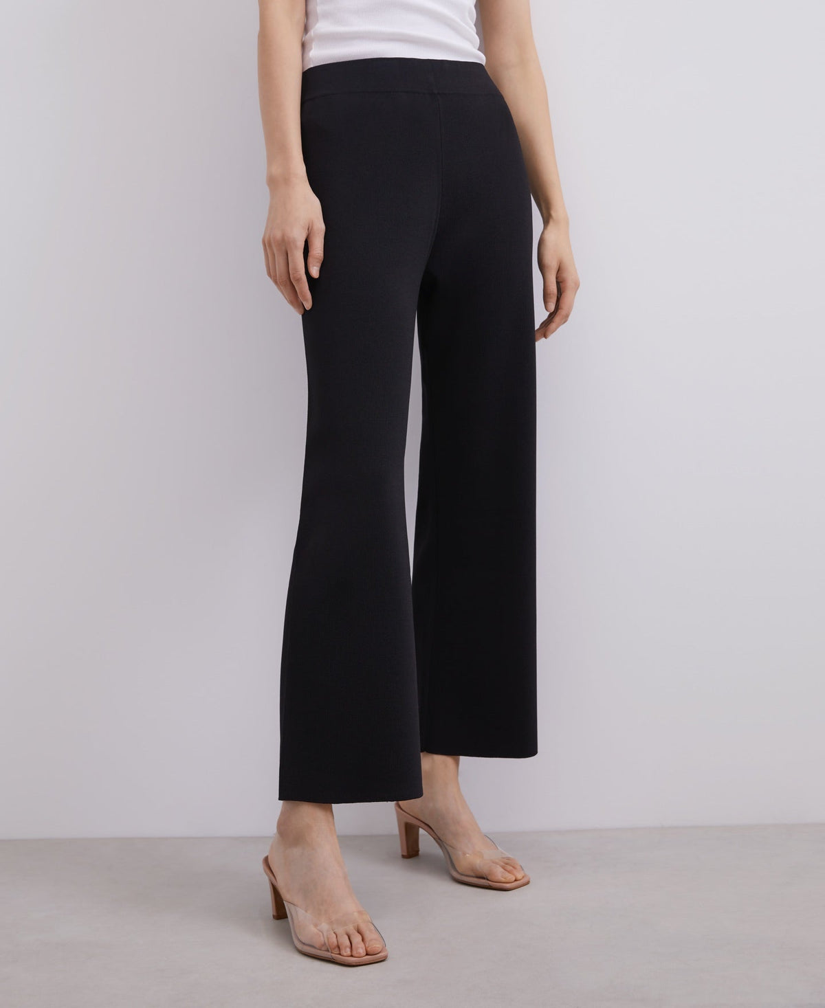 Black Rib Knitted Trousers
