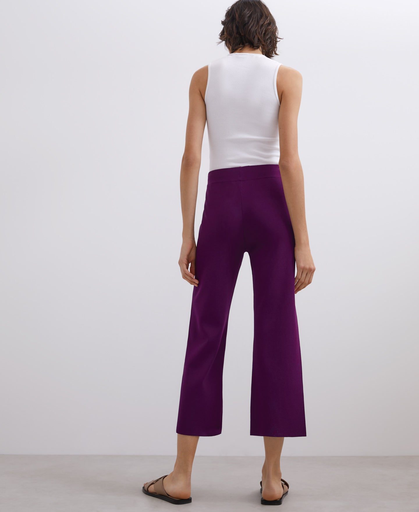 Burgundy Viscose Ribbed Knit Pants