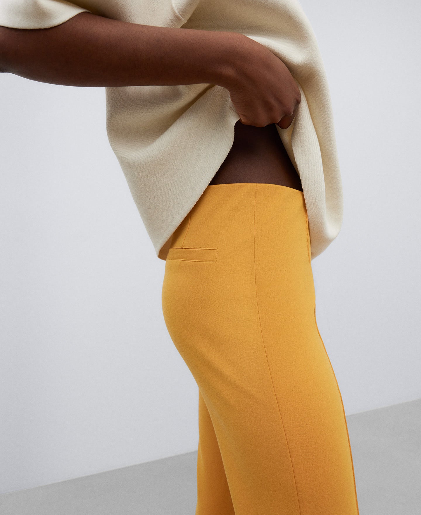 Orange Viscose Ankle Length Trousers