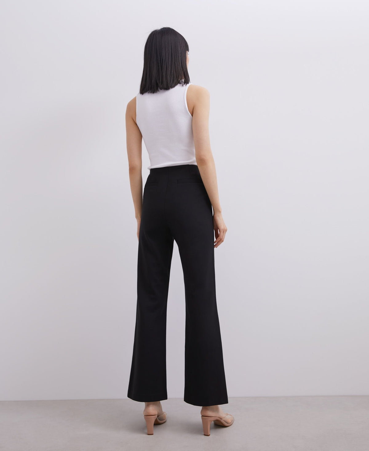 Black Straight Trousers With French Seams