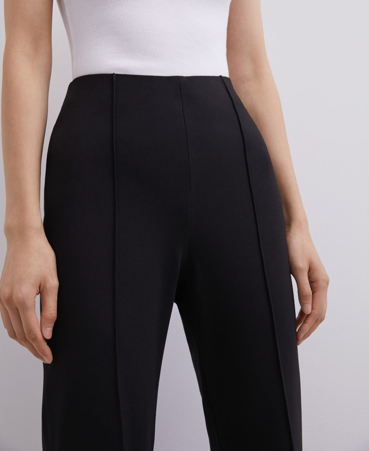 Black Straight Trousers With French Seams