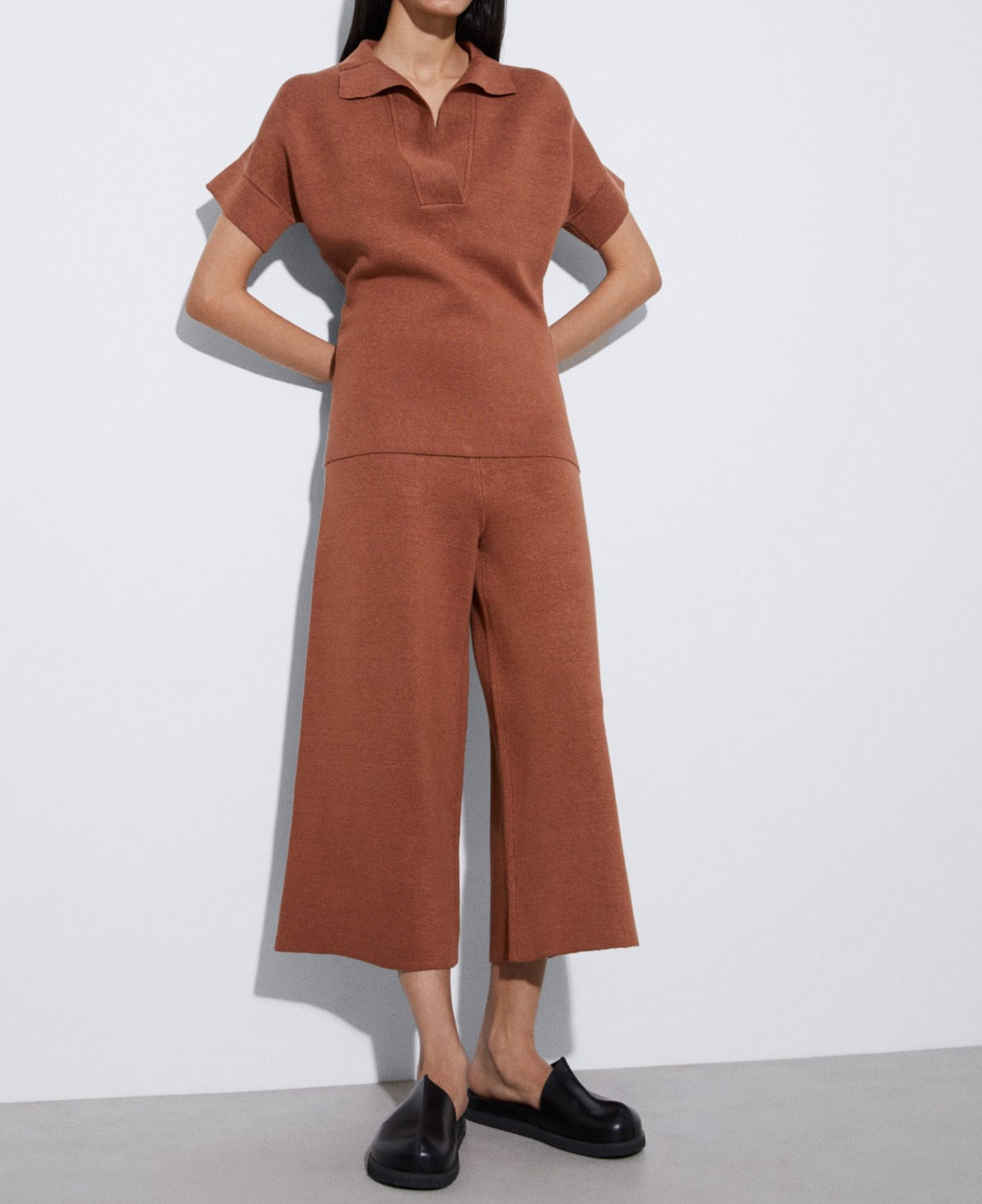 Red Russet Linen Culotte Trousers