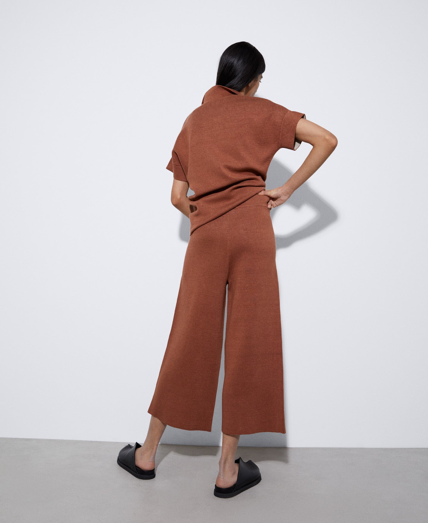 Red Russet Linen Culotte Trousers