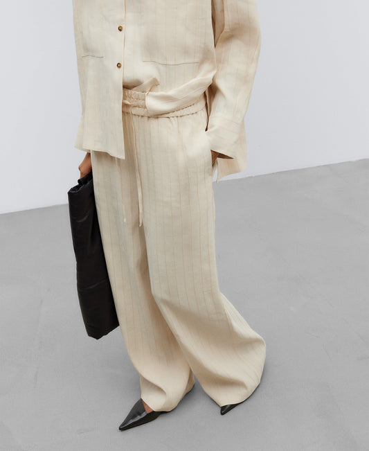 Light Cream Pyjama Striped Trousers