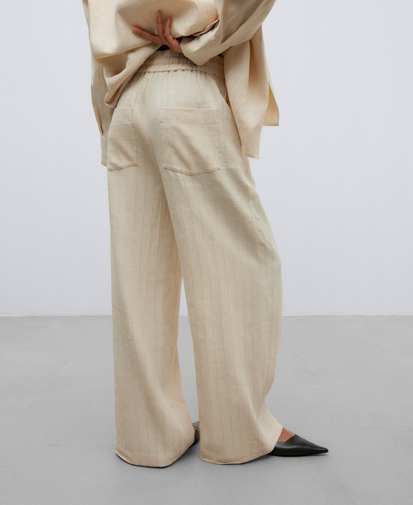 Light Cream Pyjama Striped Trousers
