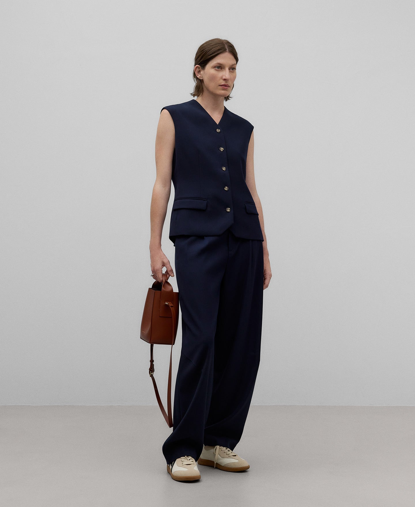 Navy blue trousers woman in navy blue