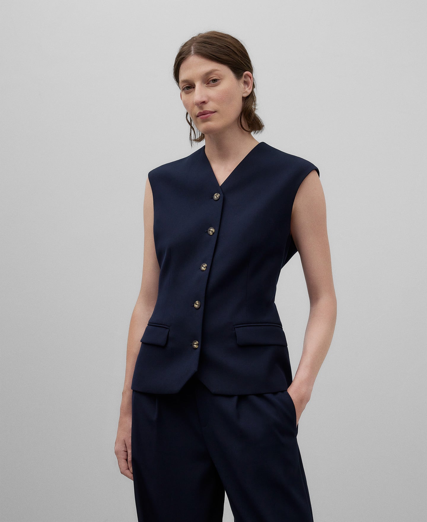 Navy blue trousers woman in navy blue