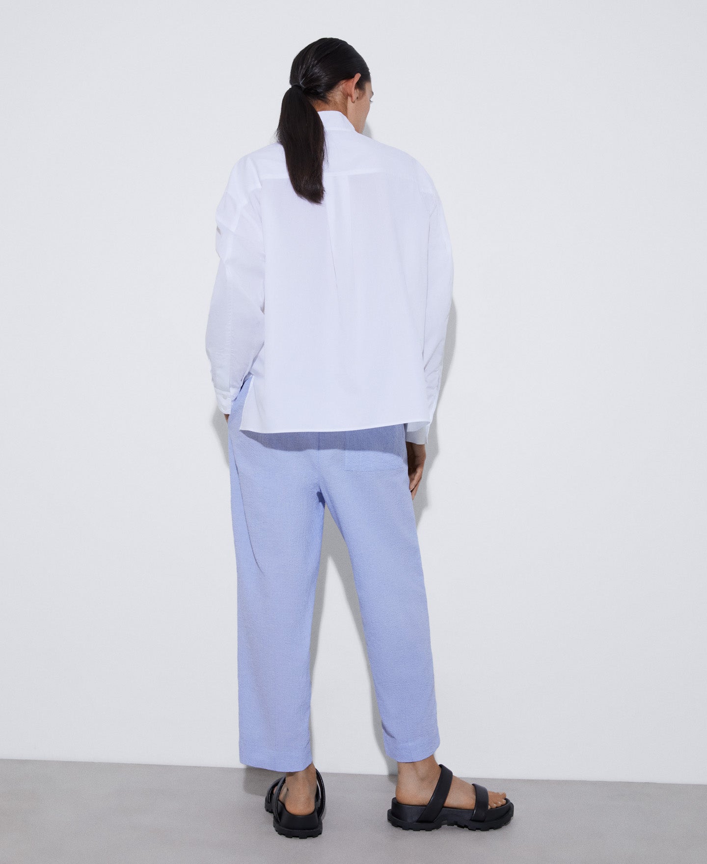 White/Blue Cotton Jogging Trousers