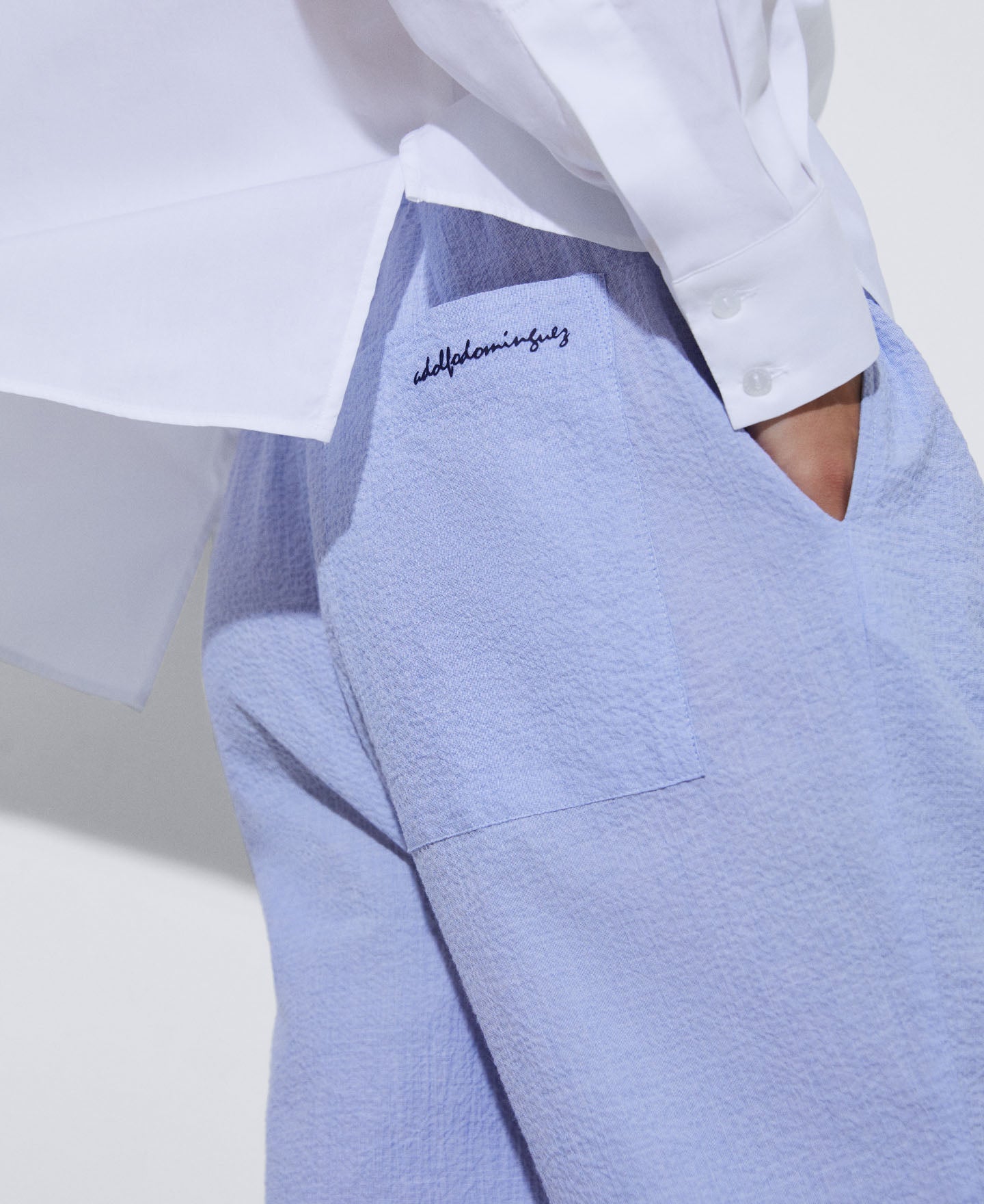 White/Blue Cotton Jogging Trousers