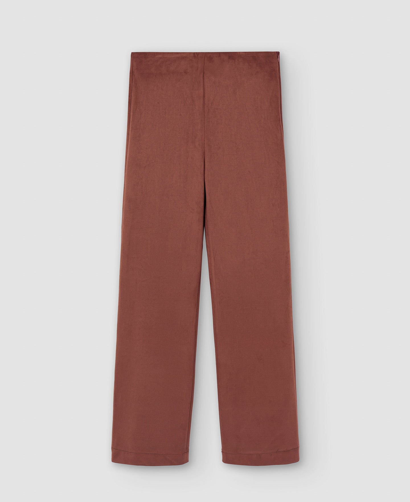Terracotta Ankle-Length Trousers In Vegan Suede