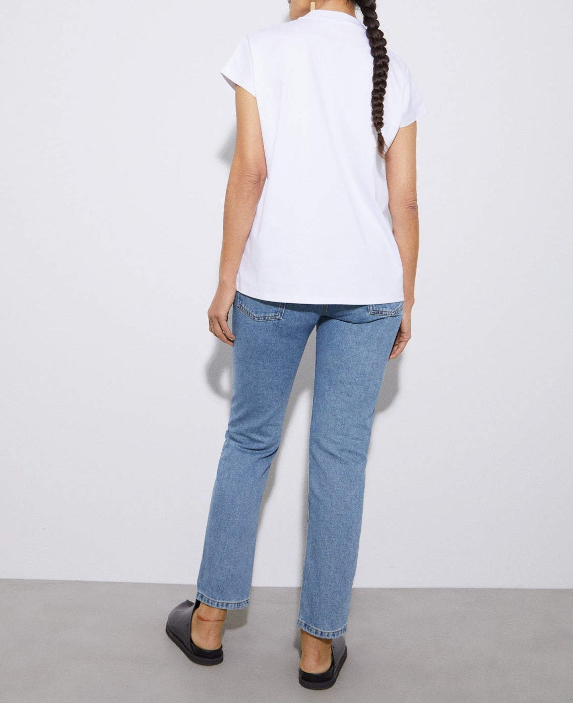 White Perkins Collar T-Shirt In Organic Cotton