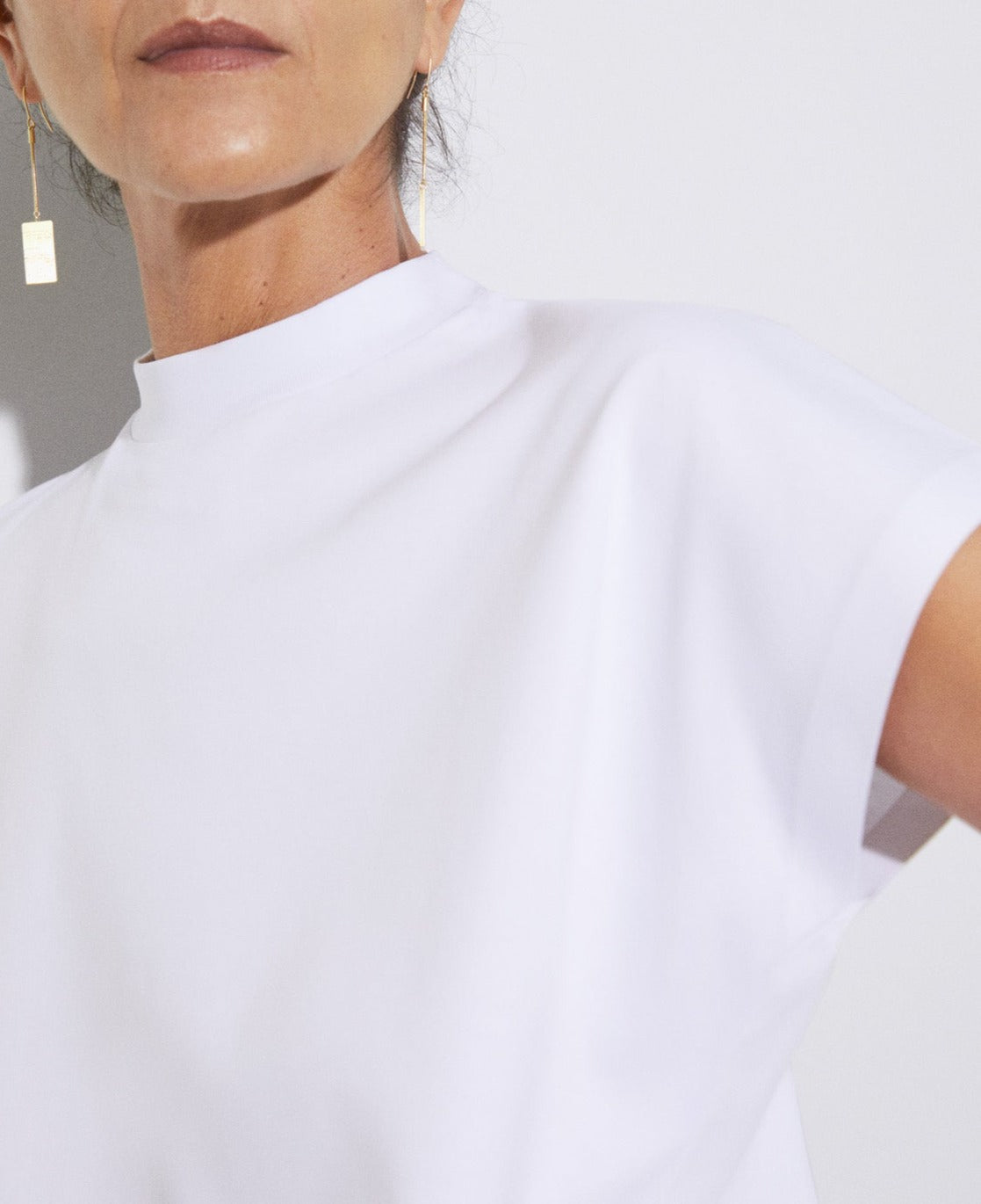 White Perkins Collar T-Shirt In Organic Cotton