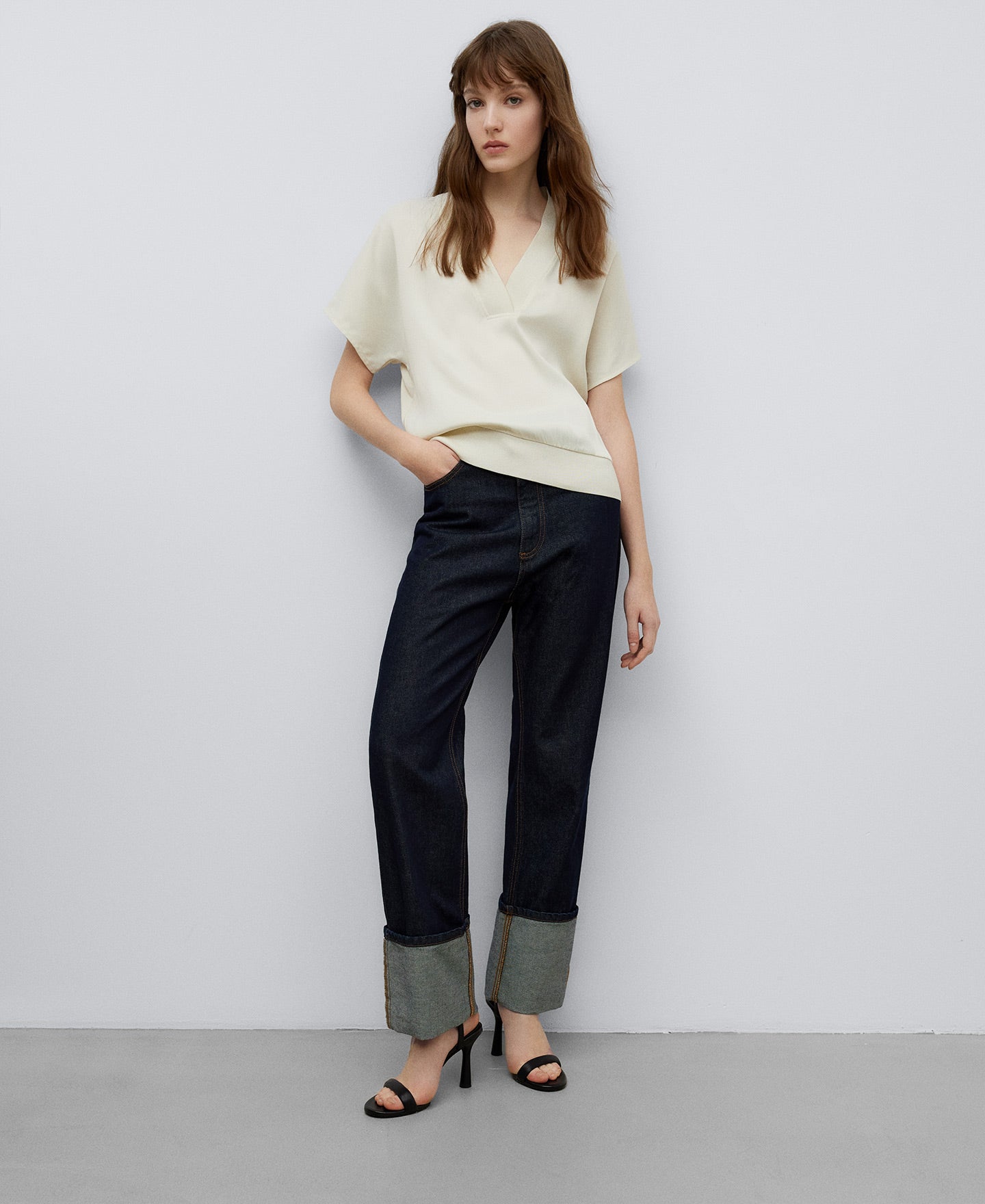 Light Cream V-Neck T-Shirt