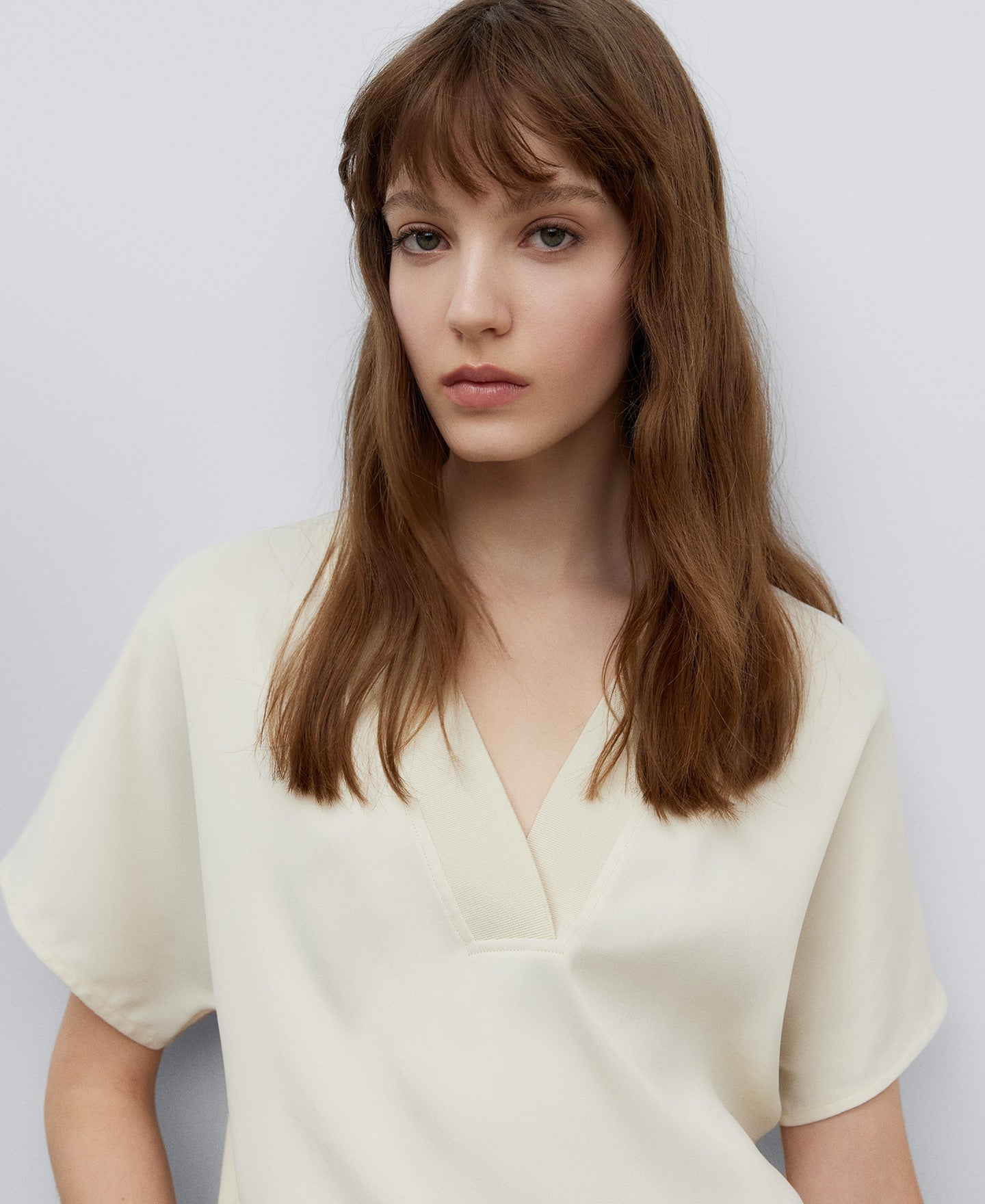 Light Cream V-Neck T-Shirt