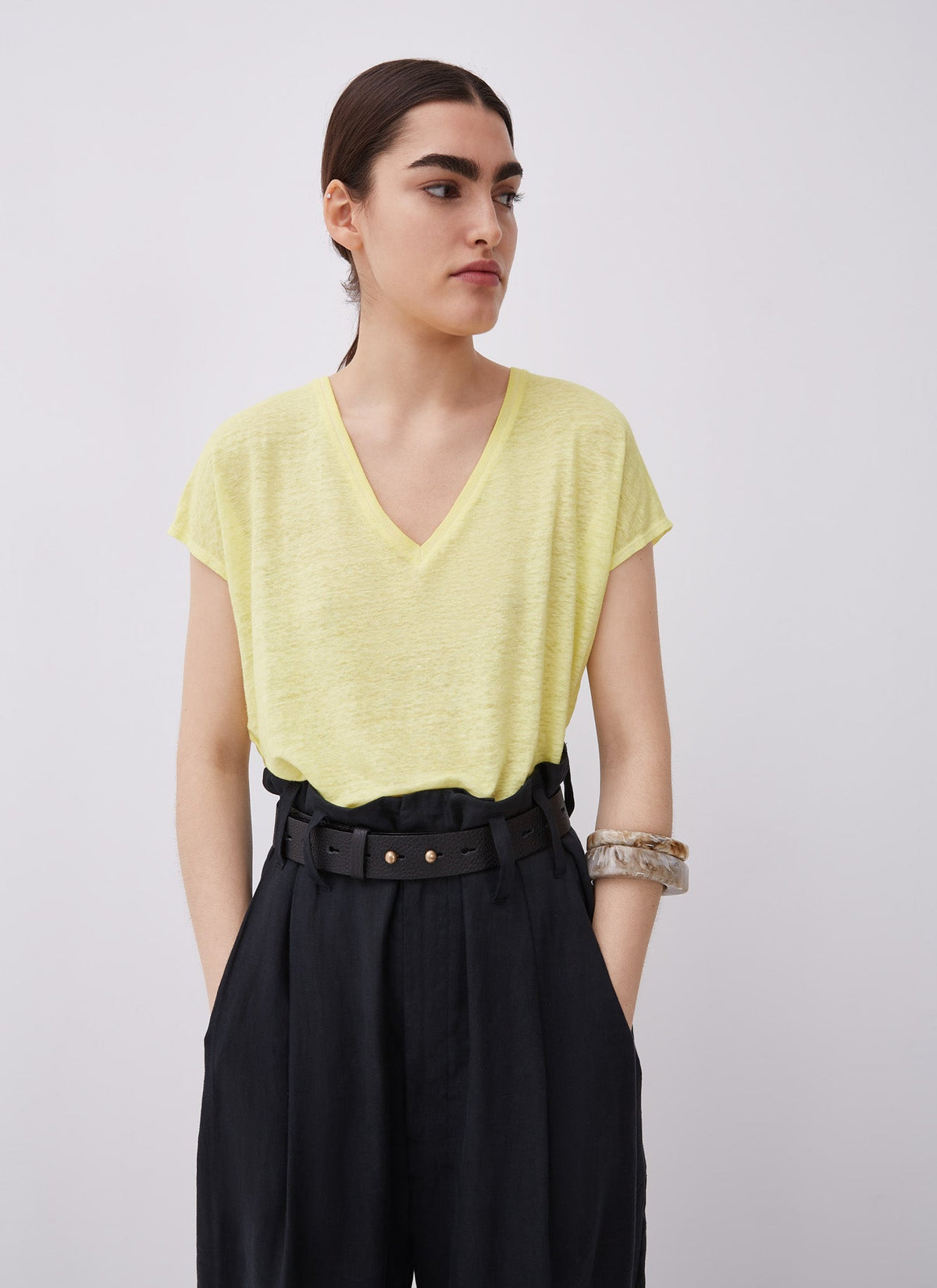 Light Green Delave Linen T-Shirt