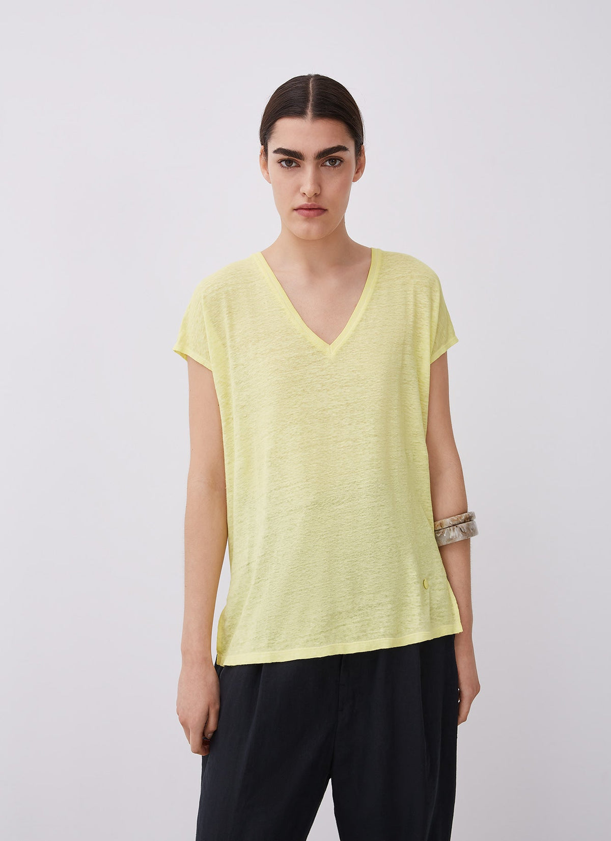 Light Green Delave Linen T-Shirt