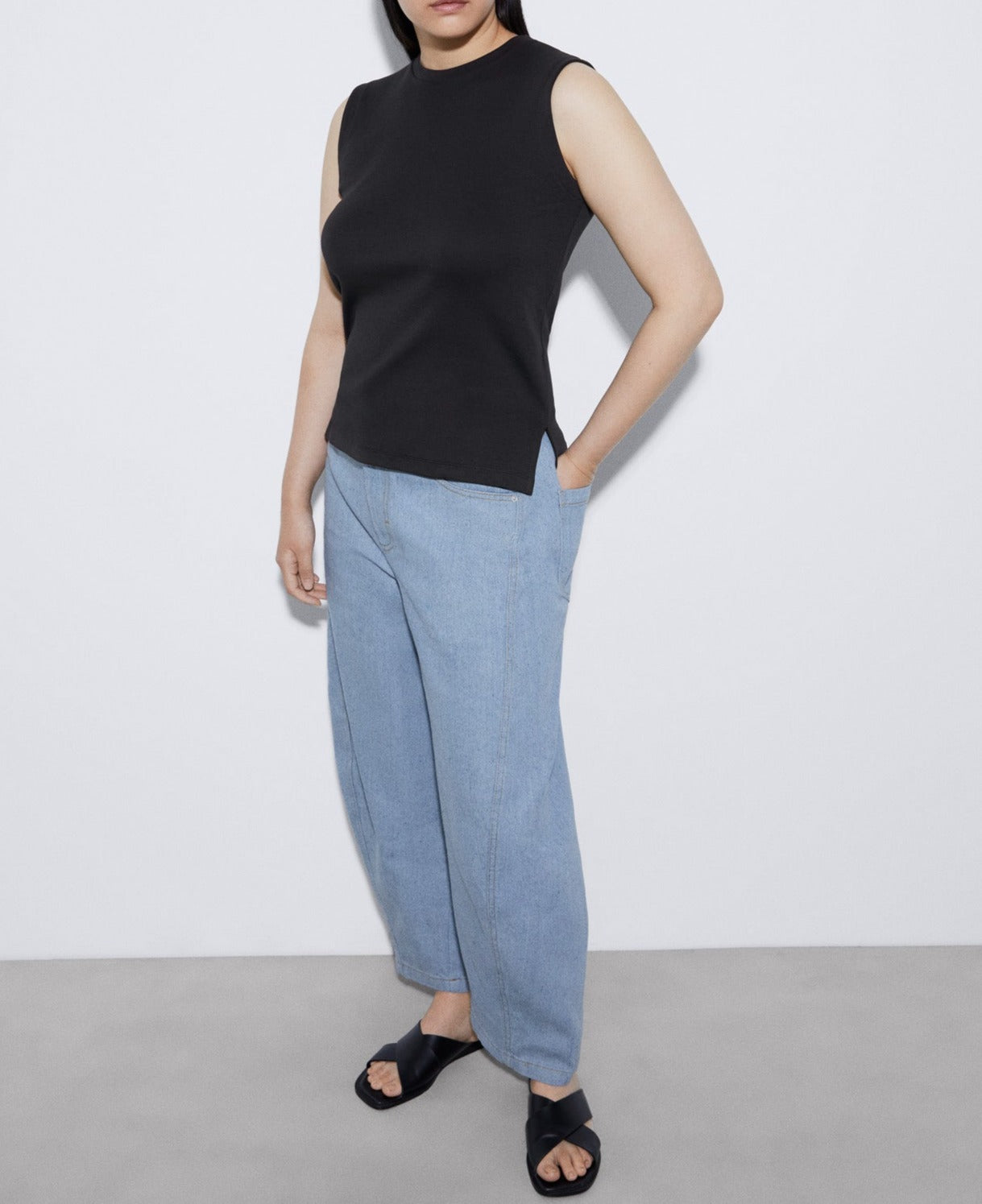 Black Cotton Crew Neck T-Shirt