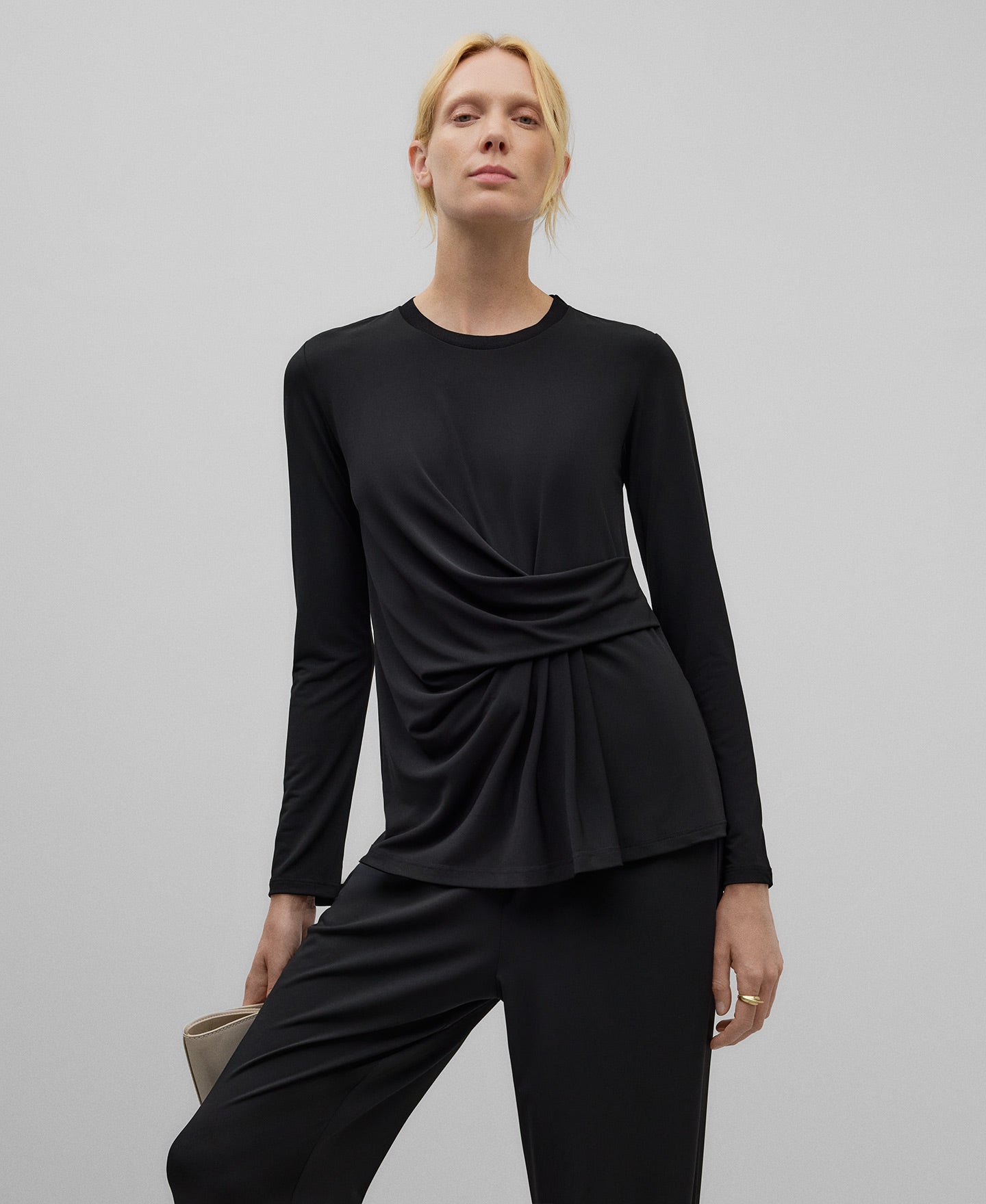 Draped T-shirt In Black For Women