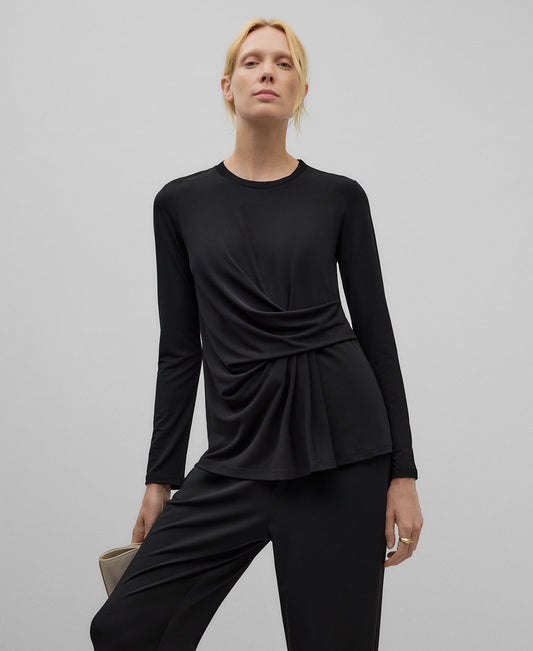 Draped T-shirt In Black For Women