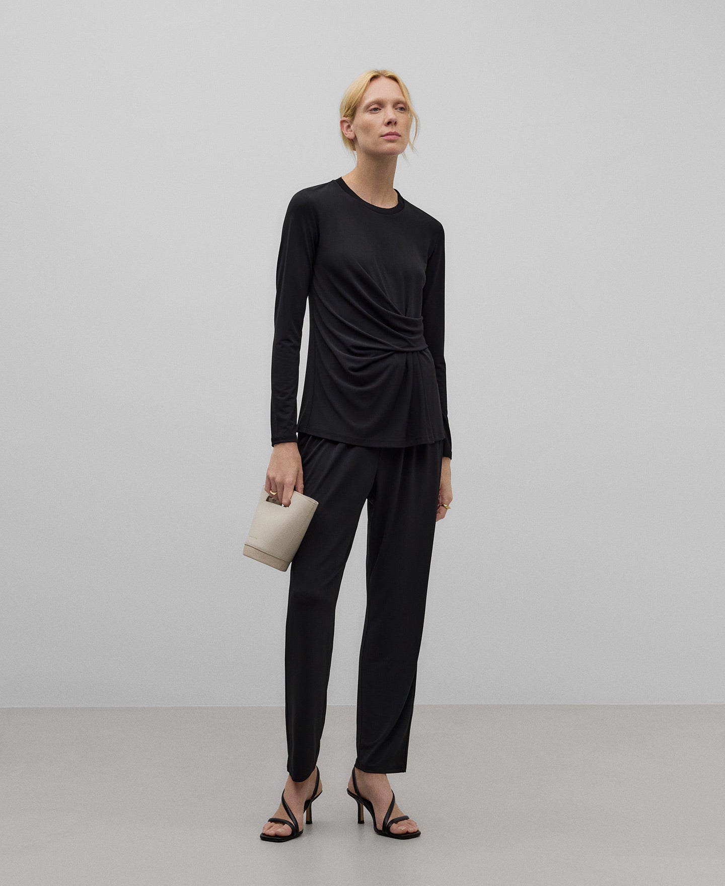 Draped T-shirt In Black For Women