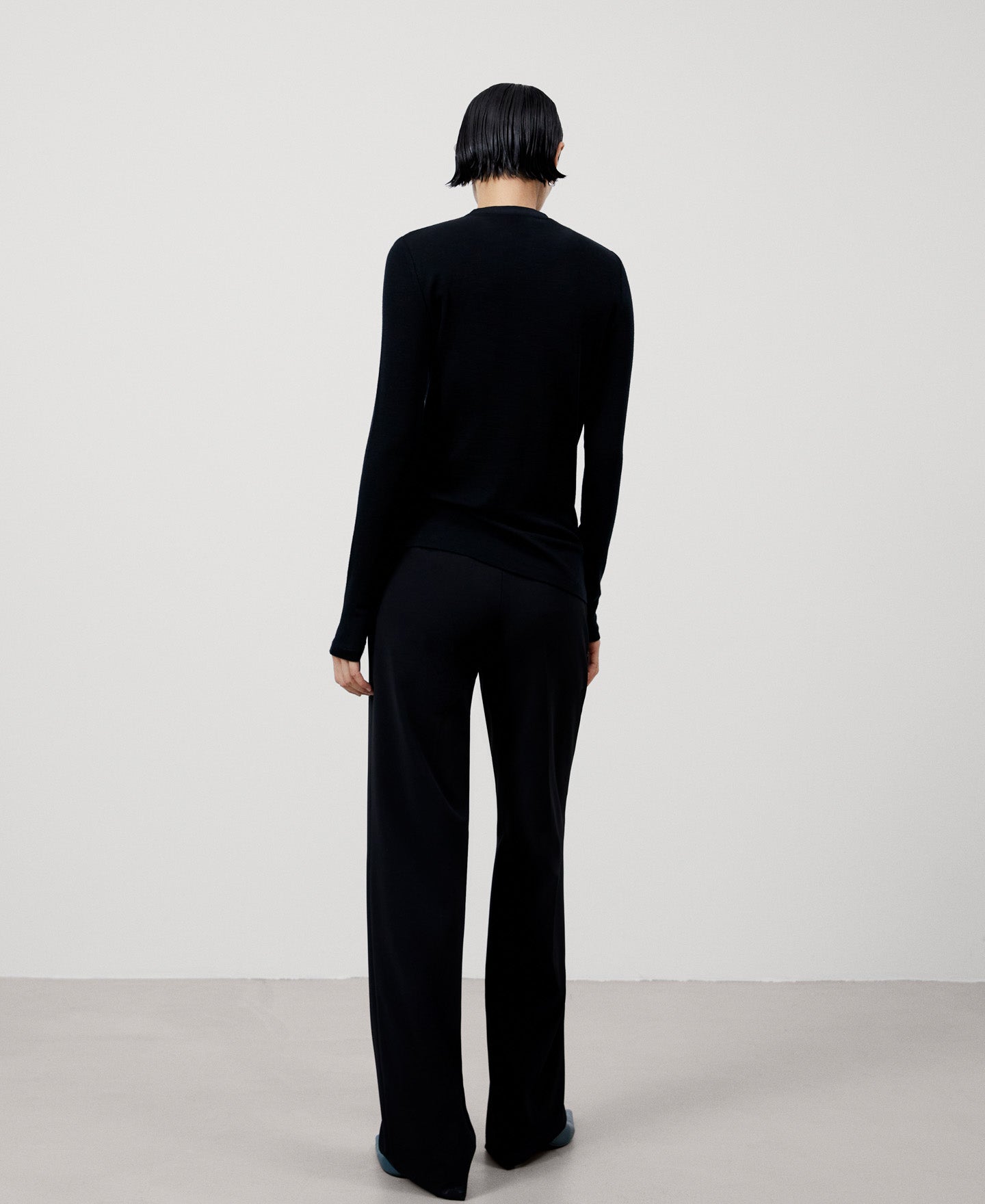 Black Long Sleeve Merino Wool Sweater