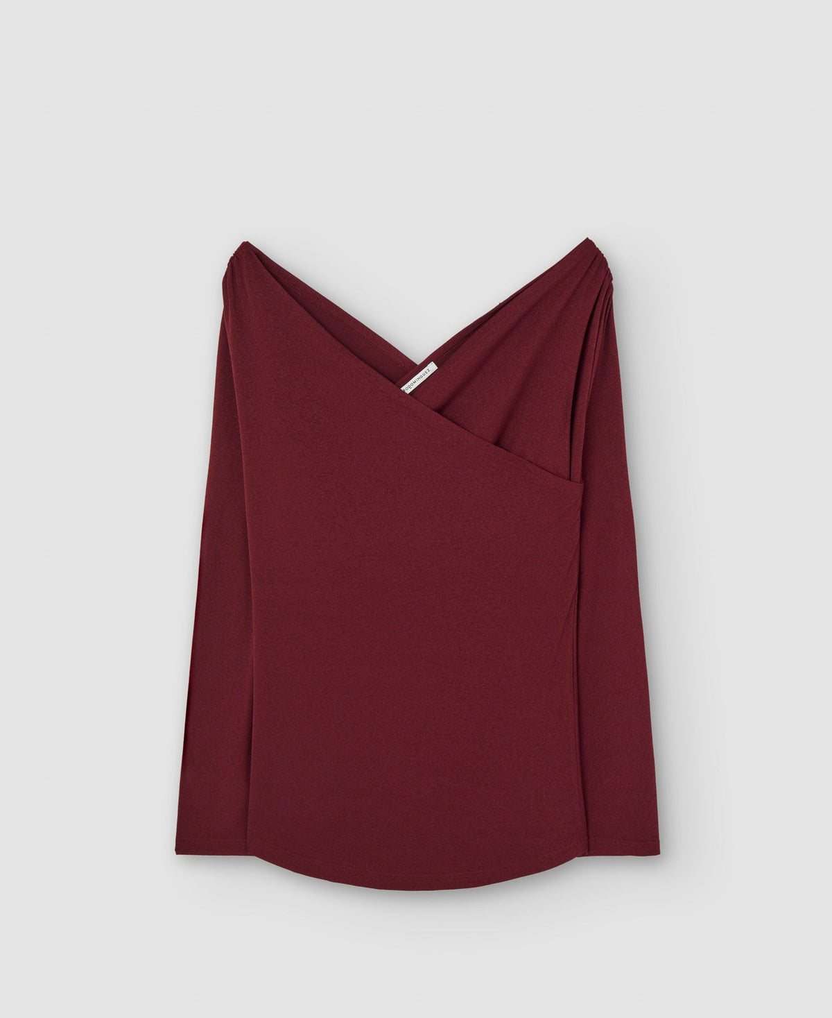 Dark Red Elasticated Crossover Neckline Blouse