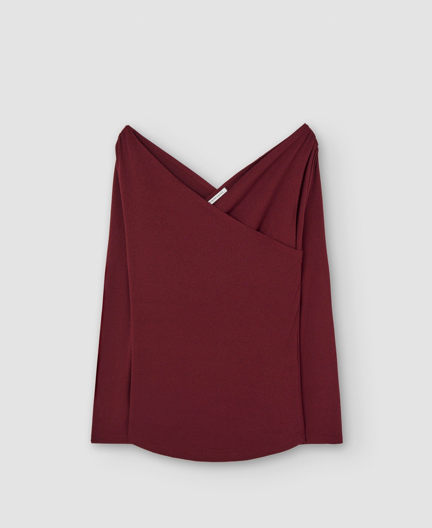 Dark Red Elasticated Crossover Neckline Blouse