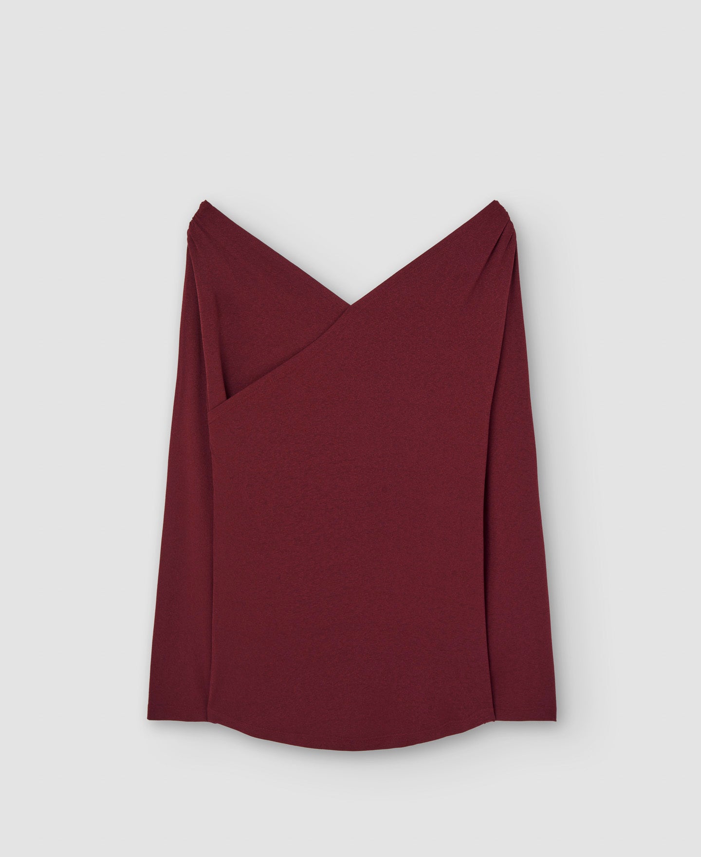 Dark Red Elasticated Crossover Neckline Blouse
