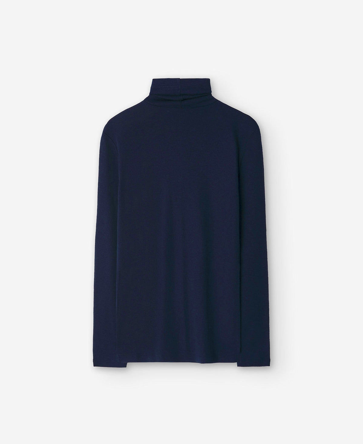 Navy Blue Merino Wool High Neck Top For Women