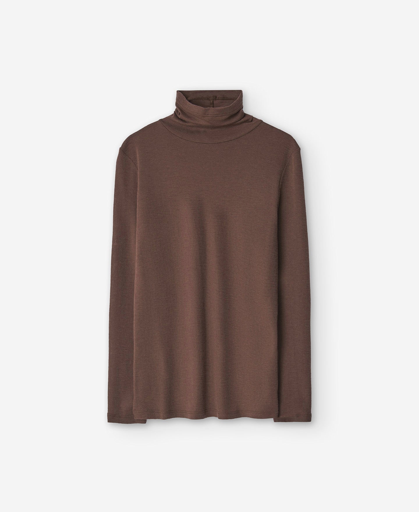 Taupe Merino Wool High Neck Top For Women